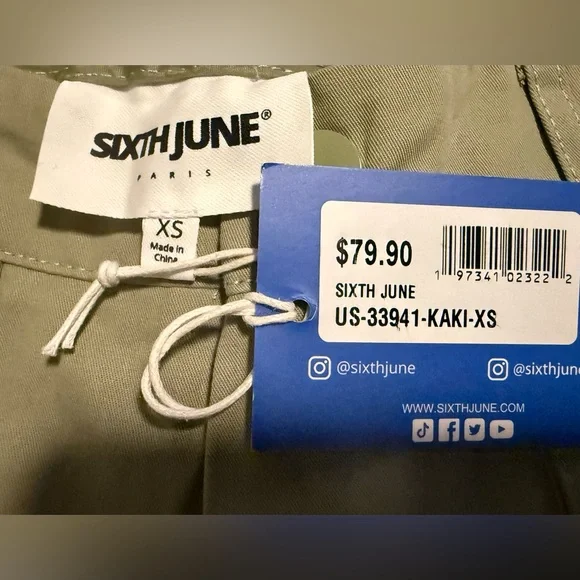 NWT SIXTH JUNE Women’s Multi pockets cargo Pants 33941-KAKI,Sizes XS, S, M and L - Picture 5 of 8